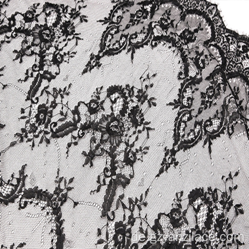 Schwarze Wimpern Chantilly Lace Floral französische Spitze